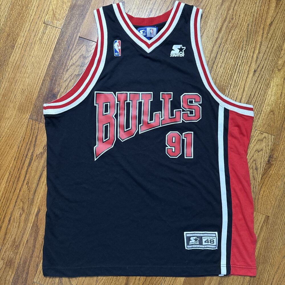 Vintage Starter Bintage Starter Chicago Bulls #91 Dennis Rodman NBA Size L C21